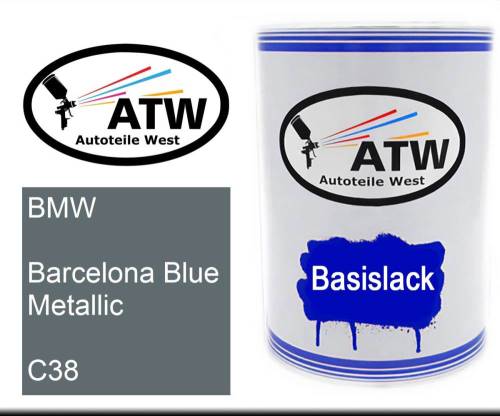 BMW, Barcelona Blue Metallic, C38: 500ml Lackdose, von ATW Autoteile West.